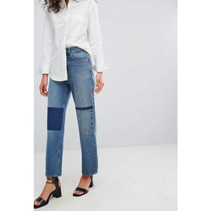 Current Air Patchwork High Rise Mom Jeans